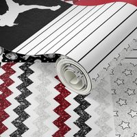 Softball//Dirt&Bling//Red - Wholecloth Cheater Quilt - Rotated