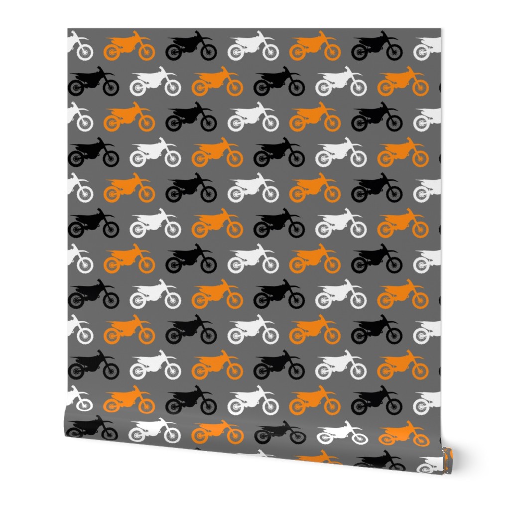 Motocross//Dirtbikes - Orange on Grey