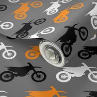 Motocross//Dirtbikes - Orange on Grey