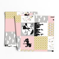 Practically Perfect//Pink/Gold - Wholecloth Cheater Quilt