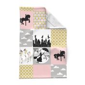 Practically Perfect//Pink/Gold - Wholecloth Cheater Quilt