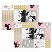 practically perfect//Pink/Gold - Wholecloth Cheater Quilt - Rotated