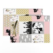 practically perfect//Pink/Gold - Wholecloth Cheater Quilt - Rotated