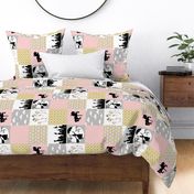 practically perfect//Pink/Gold - Wholecloth Cheater Quilt - Rotated