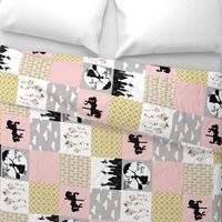 practically perfect//Pink/Gold - Wholecloth Cheater Quilt - Rotated