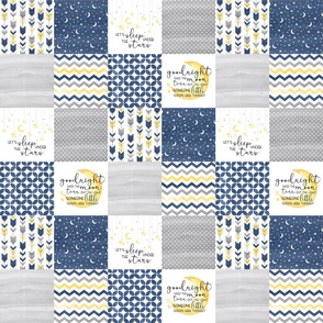 3 inch Goodnight Said the Moon//Let's Sleep under the stars//Navy - Wholecloth Cheater Quilt