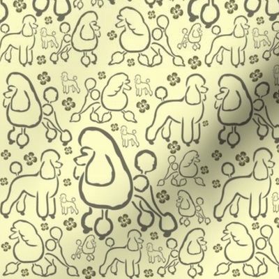 Poodle dog outlines on yellow
