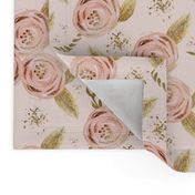 Romantic blush floral roses multi gold glitter medium