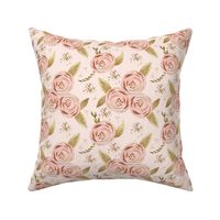 Romantic blush floral roses multi gold glitter medium