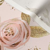 Romantic blush floral roses multi gold glitter medium