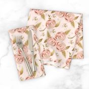 Romantic blush floral roses multi gold glitter medium