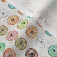 Donuts Multi Color on White Pattern