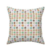 Donuts Multi Color on White Pattern