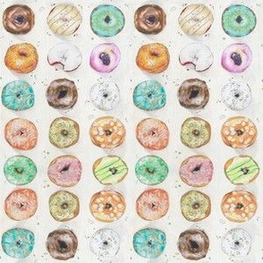 Donuts Multi Color on White Pattern