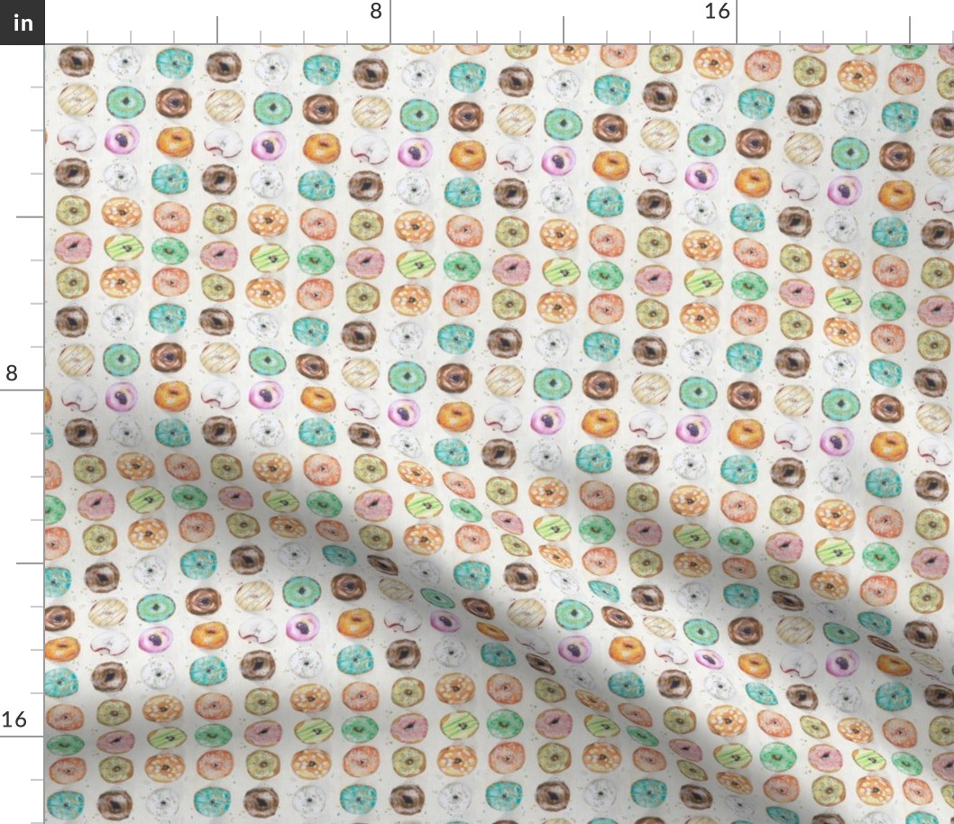 Donuts Multi Color on White Pattern