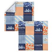 Military Orange & Blue Faux Quilt