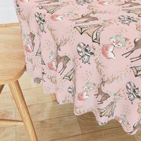 Boho Blush Forest Friends Deer Racoon Fox Floral Tent animals