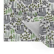 sloth fabric // sloth fabric by the yard, sloth fabric material, sloth fabric uk - cute sloth, sloths, jungle safari, kids nursery fabric - white