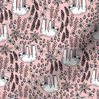 sloth fabric // sloth fabric by the yard, sloth fabric material, sloth fabric uk - cute sloth, sloths, jungle safari, kids nursery fabric -pink