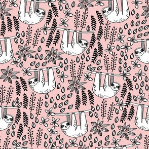 sloth fabric // sloth fabric by the yard, sloth fabric material, sloth fabric uk - cute sloth, sloths, jungle safari, kids nursery fabric -pink