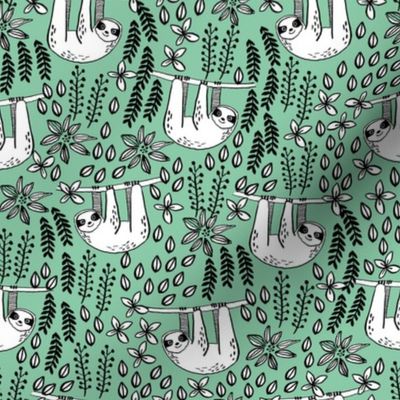 sloth fabric // sloth fabric by the yard, sloth fabric material, sloth fabric uk - cute sloth, sloths, jungle safari, kids nursery fabric - green