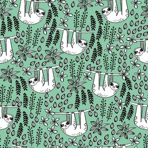 sloth fabric // sloth fabric by the yard, sloth fabric material, sloth fabric uk - cute sloth, sloths, jungle safari, kids nursery fabric - green