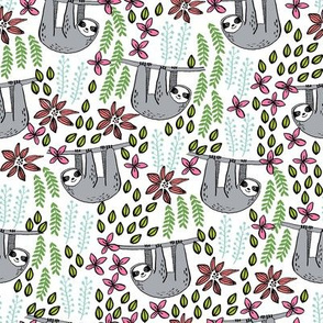 sloth fabric // sloth fabric by the yard, sloth fabric material, sloth fabric uk - cute sloth, sloths, jungle safari, kids nursery fabric - brights