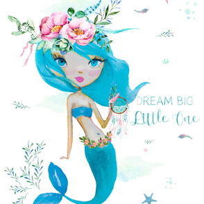 56"x72" Dream Big Little One Blue Mermaid