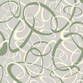 Funky loops pattern - Small - stone moss green ivory