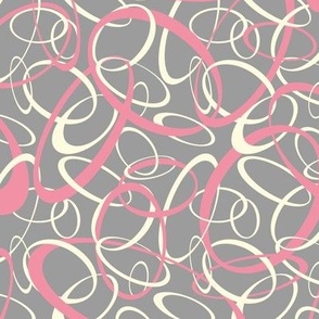 funky loops pattern - pink and white on gray