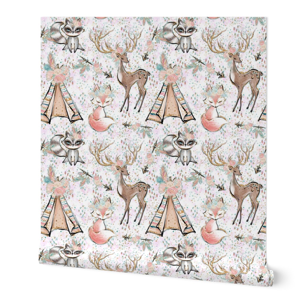 Boho Forest friends confetti on white