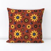 Retro Fall 60's Sunflower Floral