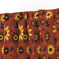 Retro Fall 60's Sunflower Floral