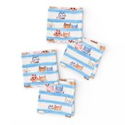 soft Kitty Cats bedtime baby Blue watercolor stripe