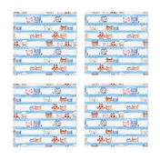 soft Kitty Cats bedtime baby Blue watercolor stripe