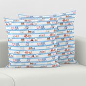 soft Kitty Cats bedtime baby Blue watercolor stripe