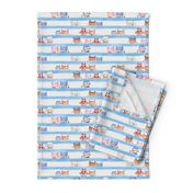 soft Kitty Cats bedtime baby Blue watercolor stripe