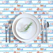 soft Kitty Cats bedtime baby Blue watercolor stripe