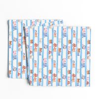 soft Kitty Cats bedtime baby Blue watercolor stripe