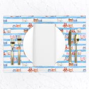 soft Kitty Cats bedtime baby Blue watercolor stripe