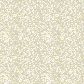 antique floral pink and cream