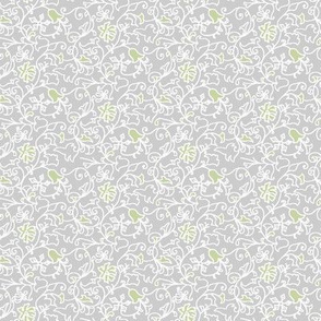 antique floral green and grey