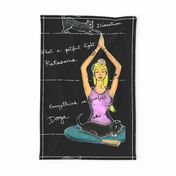 Yoga with pets tea towel