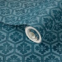 Japanese Hexagonal Stencil-1 fabric marine-blue