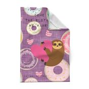 Pun Cute Sloth Tea Towel - come to the sloth side... purple