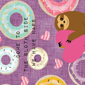 Pun Cute Sloth Tea Towel - come to the sloth side... purple