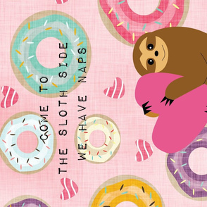 Pun Cute Sloth Tea Towel - come to the sloth side... pink