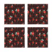 buffalo plaid floral fabric // christmas fabric, xmas fabric by the yard, holiday fabric by the yard, check