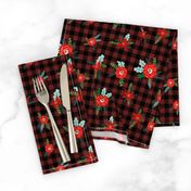 buffalo plaid floral fabric // christmas fabric, xmas fabric by the yard, holiday fabric by the yard, check