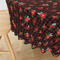 buffalo plaid floral fabric // christmas fabric, xmas fabric by the yard, holiday fabric by the yard, check